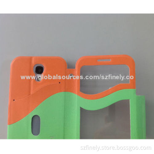 S-view Big Window Flip Leather Case for Samsung S4, Transparent Window Directly to Answer Calls